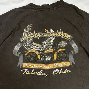 VTG Harley Davidson Shirt XL Black Made In USA Faded Wings 1995 Toledo Ohio